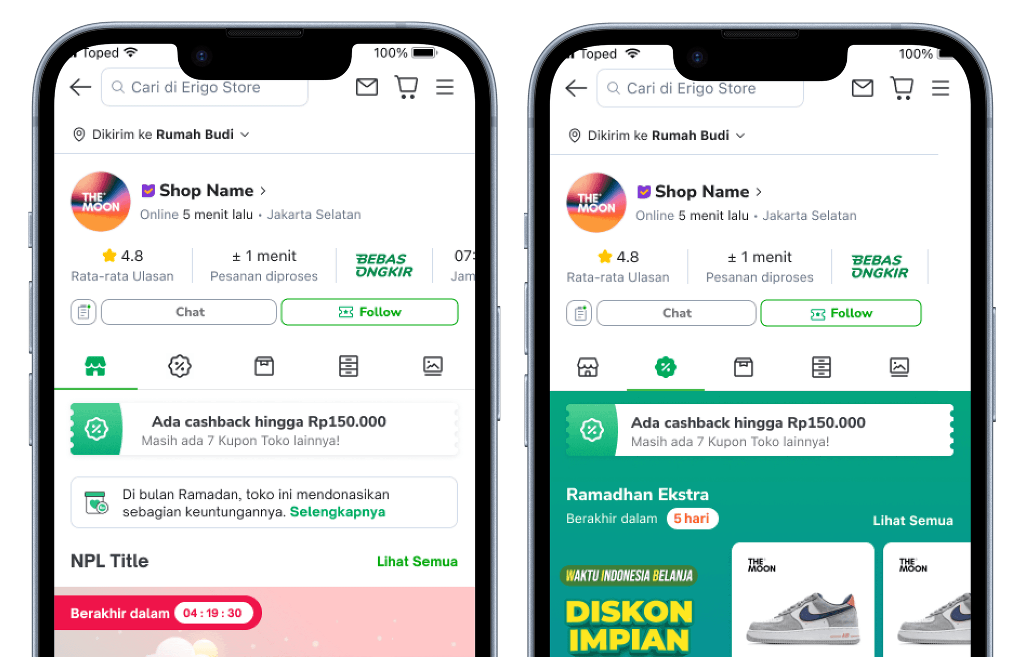 Campaign tab in the Tokopedia shop page