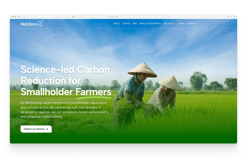NetZeroAg Landing Page homepage