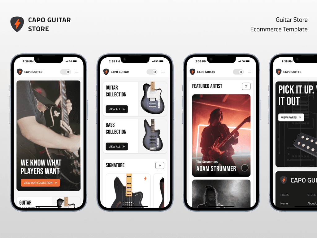 Capo - Guitar Store Template homepage