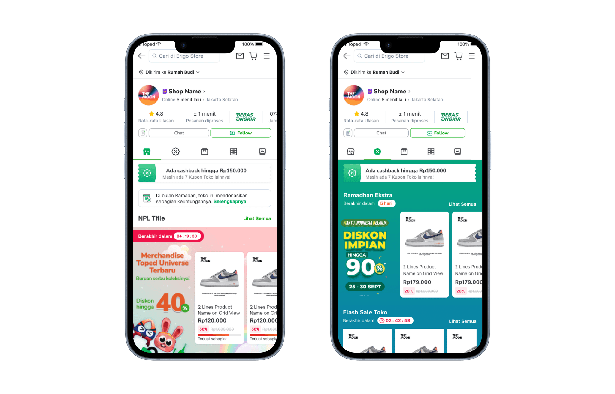 Campaign tab screens in the Tokopedia app